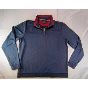 Ted Baker Sweater Mens Large Blue 1/4 Zip Mock Neck Stretch Pullover Casual